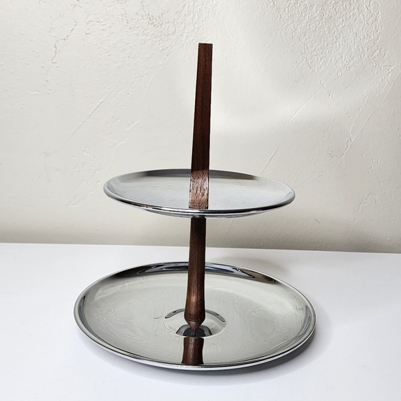 Vintage MCM Kromex Silver Tiered Serving Tray - Picture 6 of 7